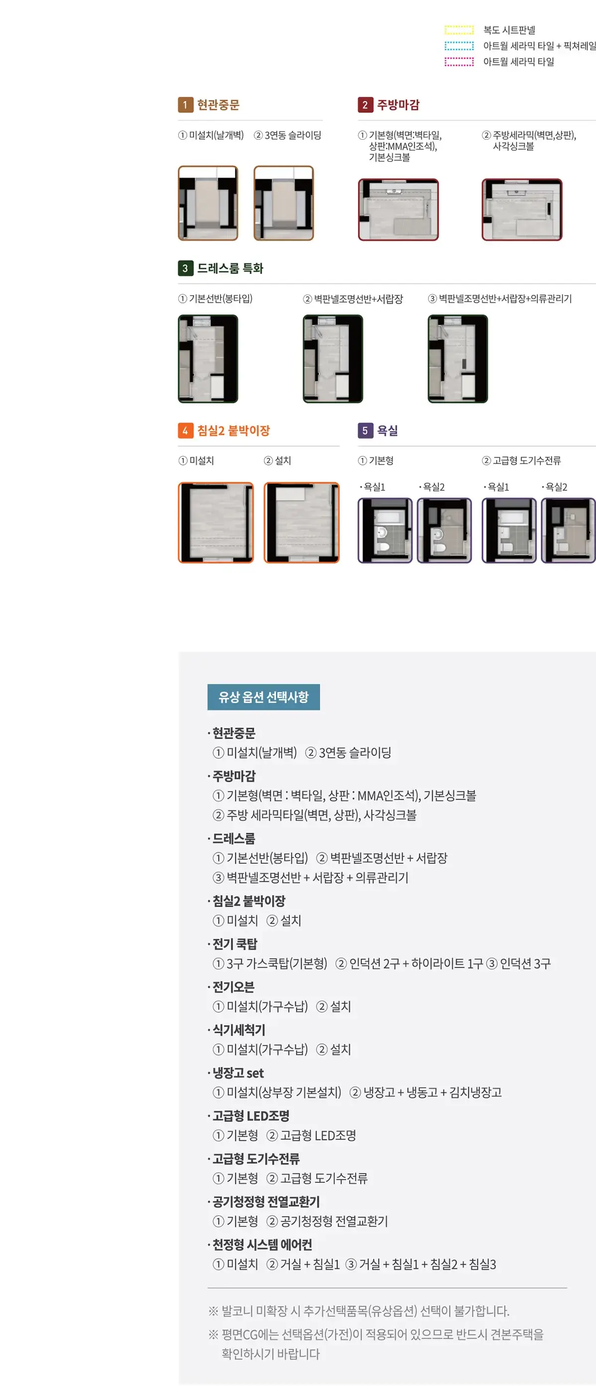 78타입 옵션품목안내